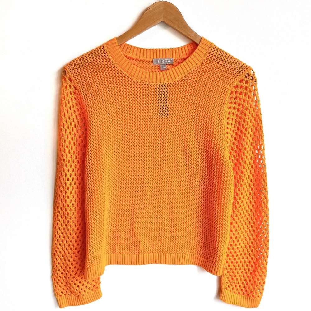 NEW J. Crew Shirt Crochet Crewneck Beach Sweater Orange Nautical Swim Resort - Picture 4 of 12